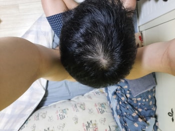 방금 빗질하기전 