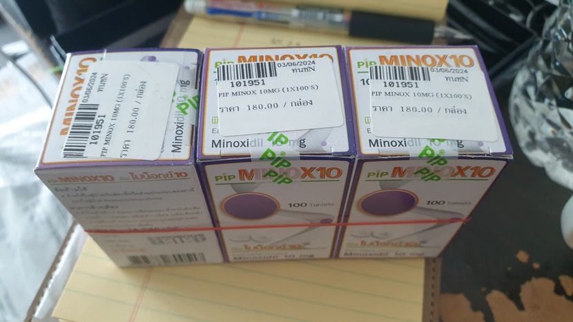 미녹시딜 10mg, 100정 1박스 180바트(7200원), 3박스 21600원