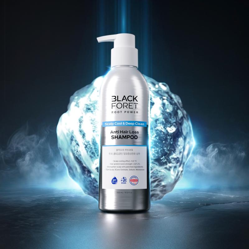 Black Fore Root Power Scalp Cool and Deep Clean Hair Loss Symptoms Relief Shampoo