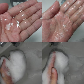 거품 내기 전 제형과 거품 낸 후