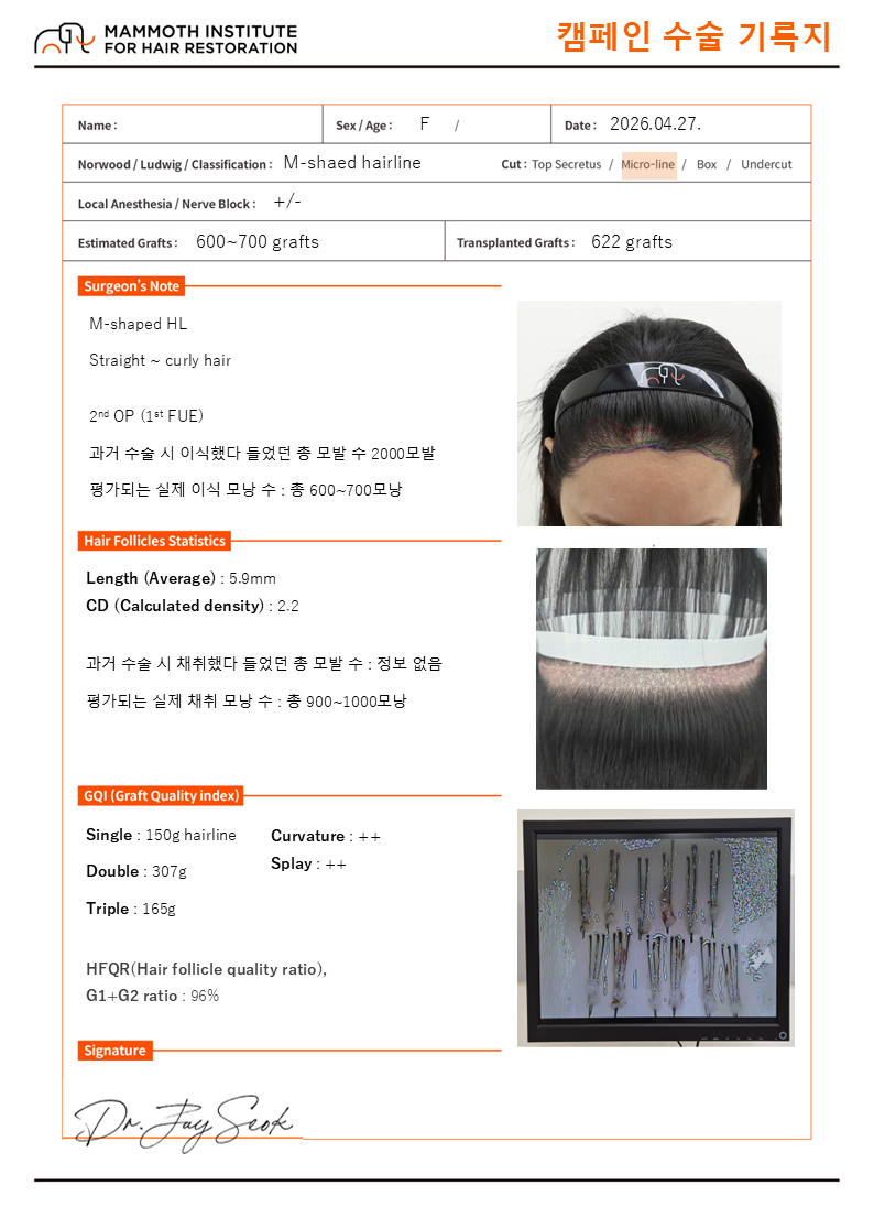 압구정 맘모스 모발수 부풀리기 근절 캠페인 재수술 당일후기