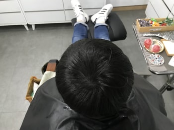 시술 후 마른머리입니다