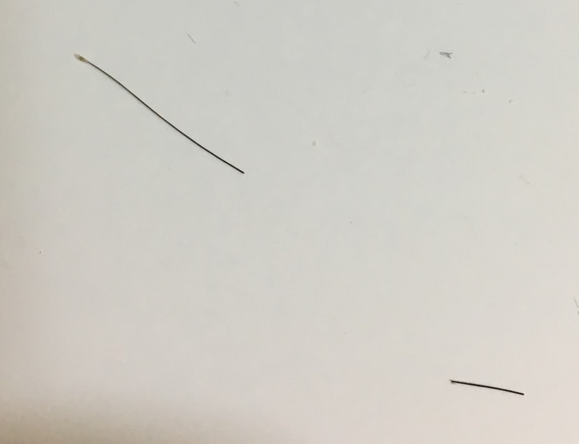 방금 뒷머리가 간지러워서 긁고 당겻을 때 나온 머리입니다 지금 나온건 두께가 보통인데 엄청 얇은것도 나옵니다