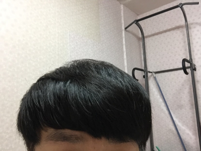 현재 앞머리 덮혔을때 머리입니다.