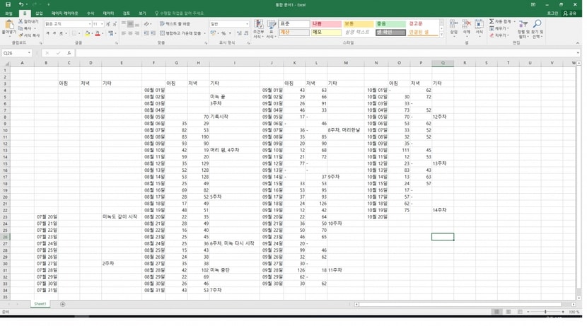 아침 저녁 머리 감고 빠지는 갯수 헤아린 양